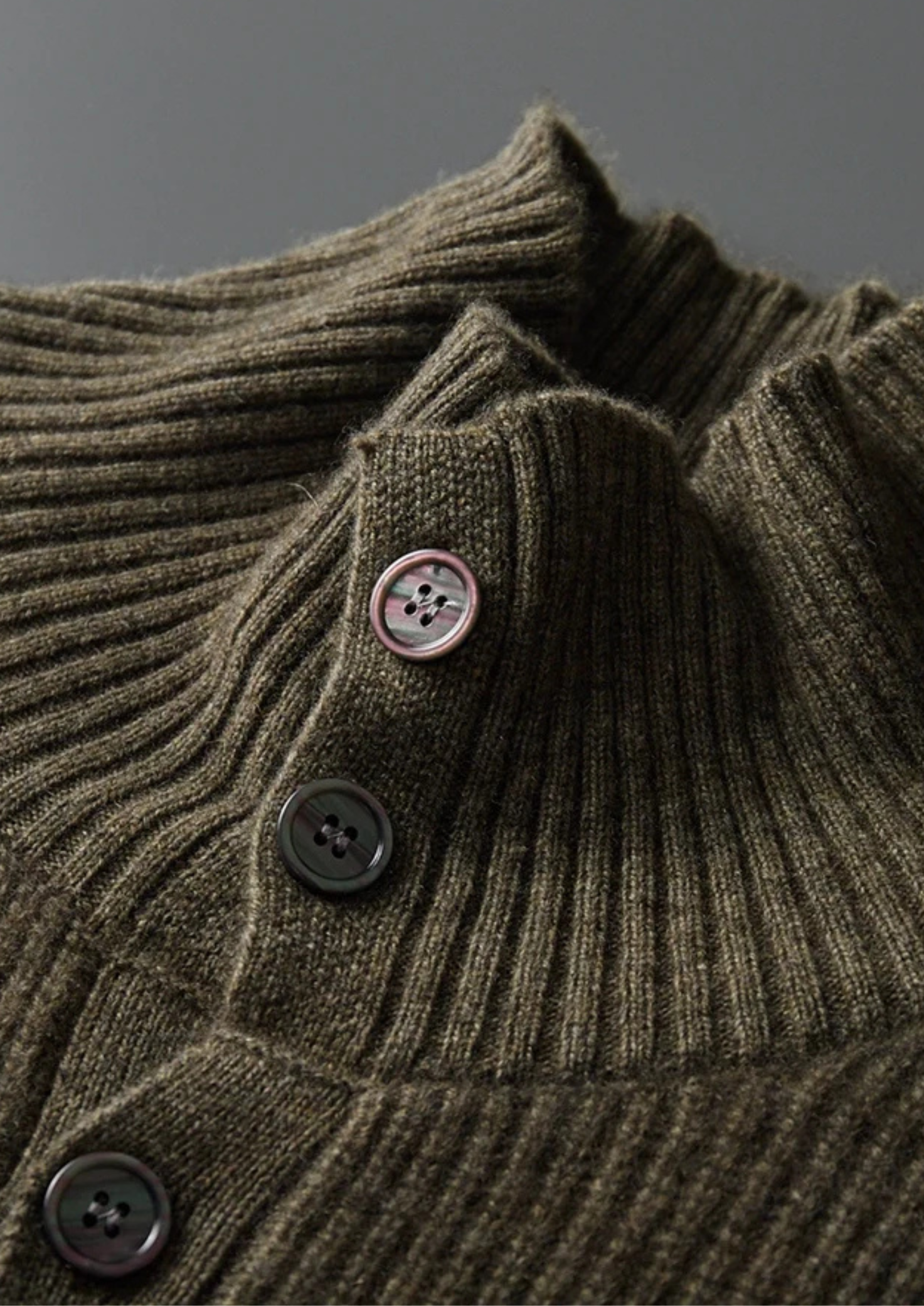 PREMIUM CASHMERE RIBBED HIGH COLLAR CARDIGAN EXCLUSIVE RELEASE