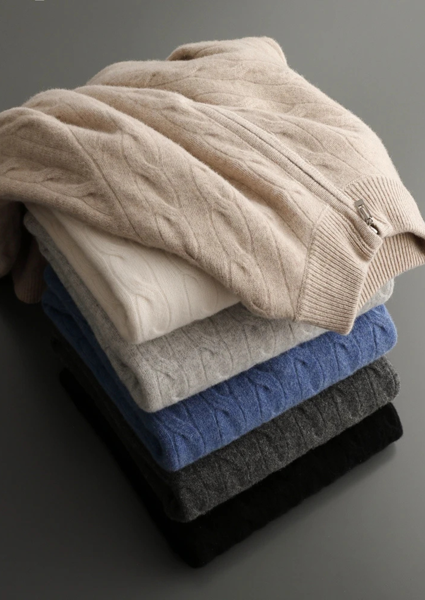 PURE EXTRA-FINE MERINO WOOL CABLE HALF ZIP CLOUDWOOL®