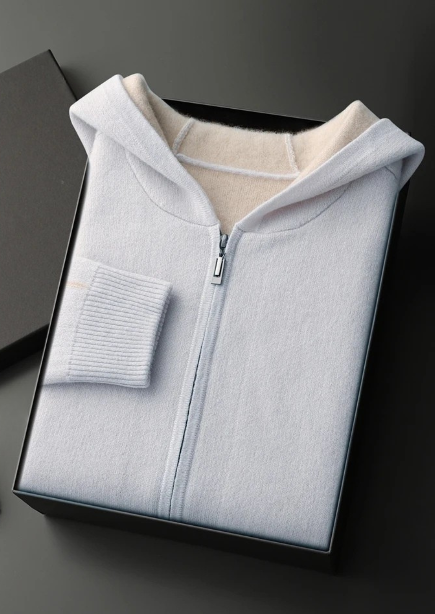 PREMIUM CASHMERE TWO -TONE ZIPPER HOODIE EXCLUSIVE RELEASE