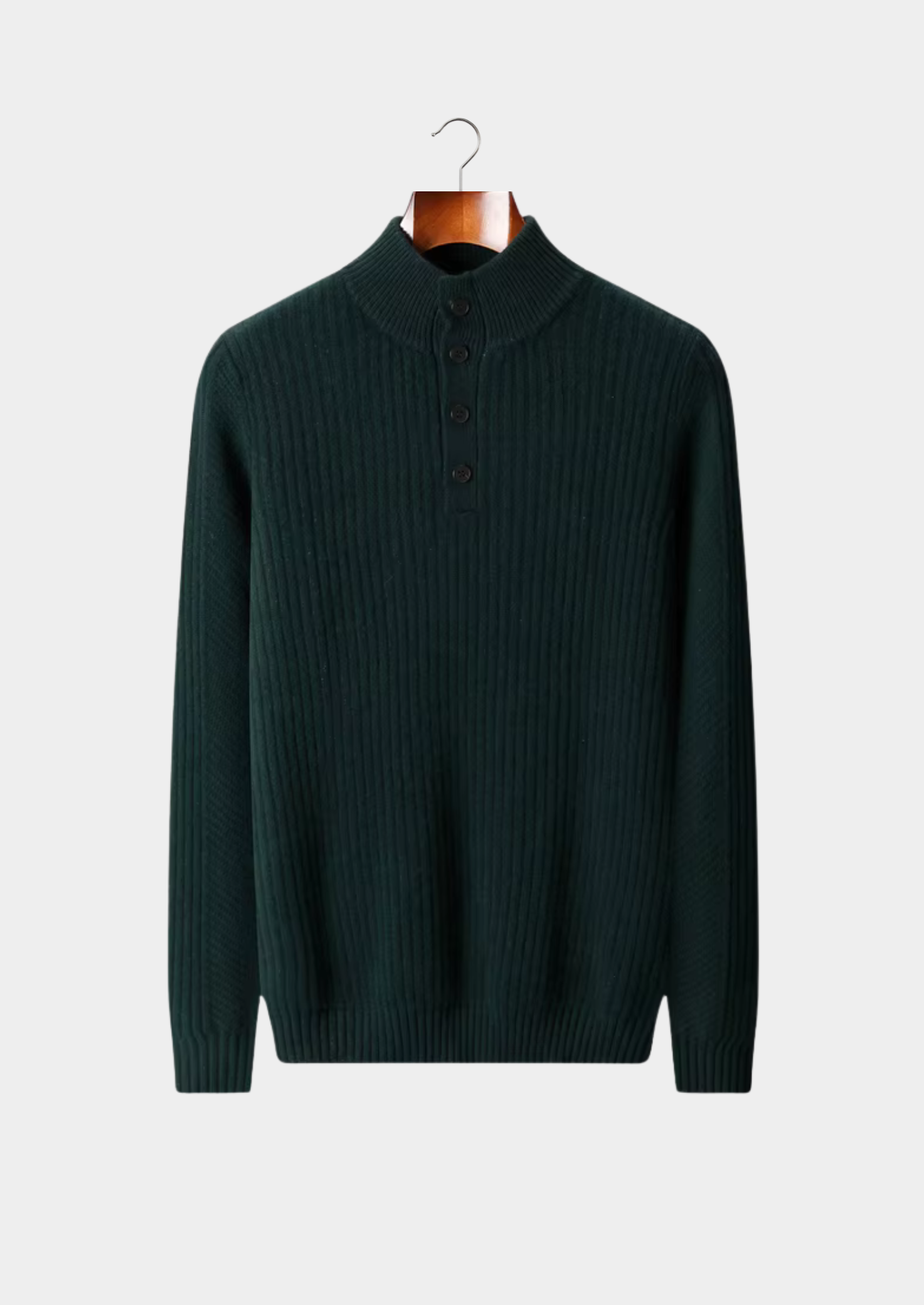 PURE EXTRA-FINE MERINO WOOL RIBBED HENLEY SWEATER CLOUDWOOL®