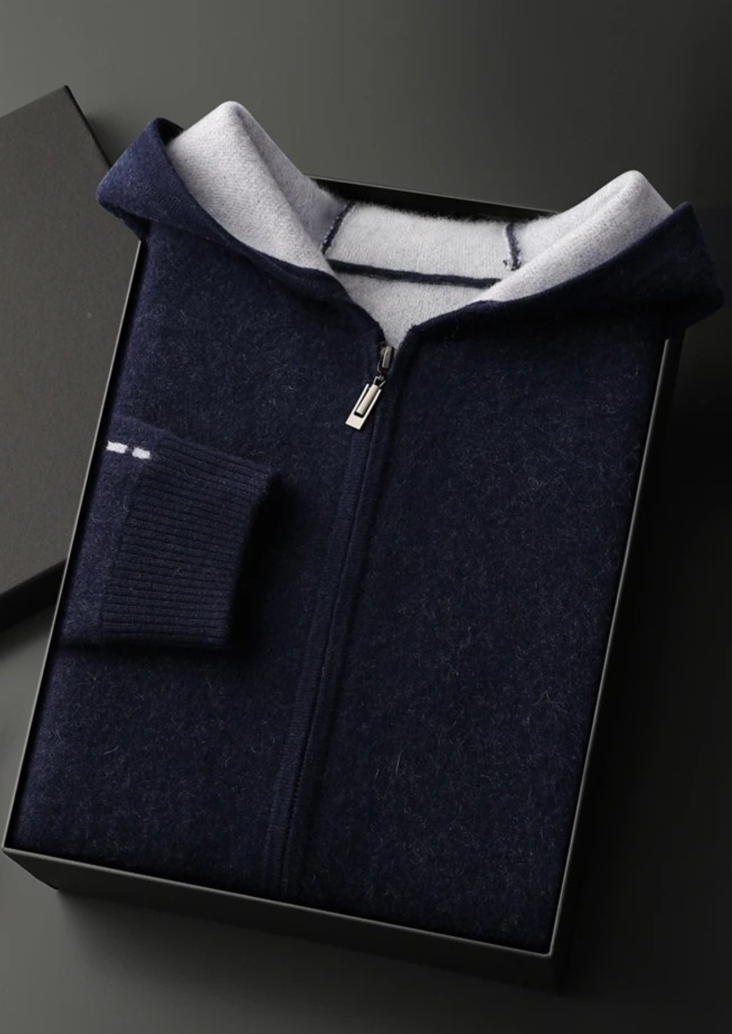PREMIUM CASHMERE TWO -TONE ZIPPER HOODIE EXCLUSIVE RELEASE