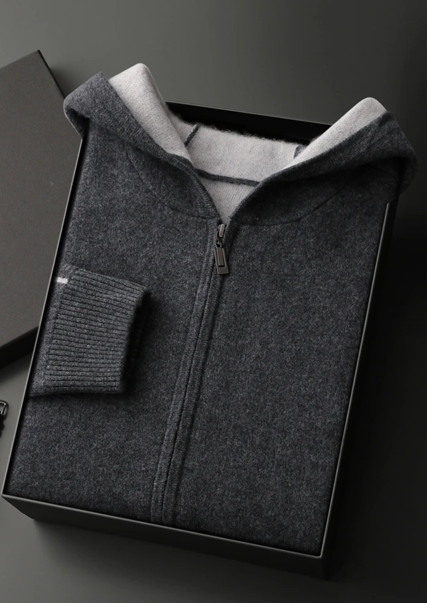 PREMIUM CASHMERE TWO -TONE ZIPPER HOODIE EXCLUSIVE RELEASE