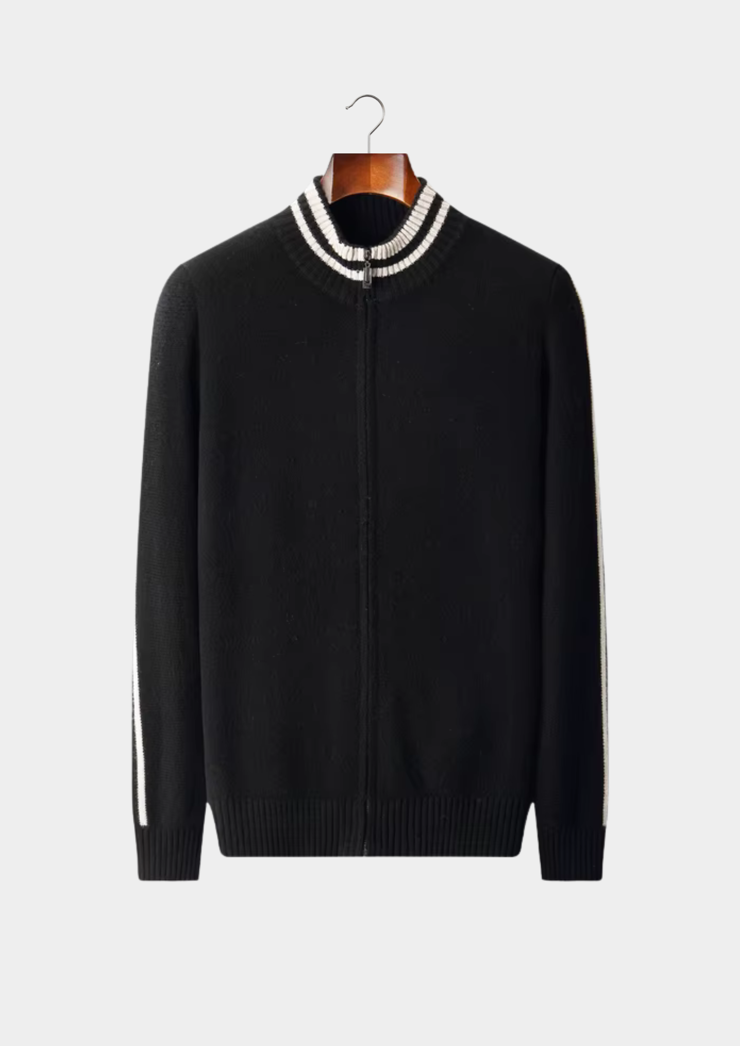 PURE EXTRA-FINE MERINO WOOL TWO TONE ZIP CARDIGAN CLOUDWOOL®