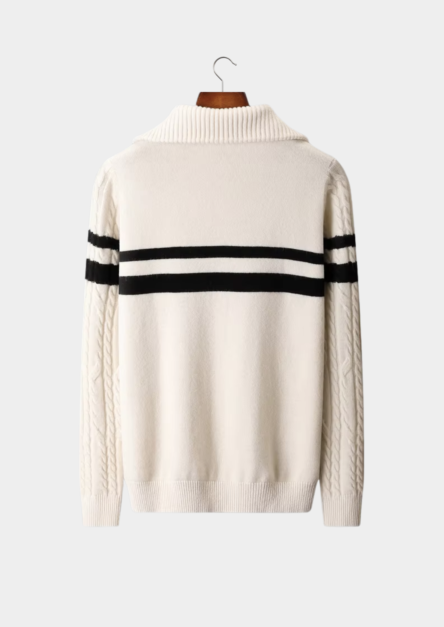 PURE EXTRA-FINE MERINO WOOL STRIPED HALF-ZIP SWEATER CLOUDWOOL®