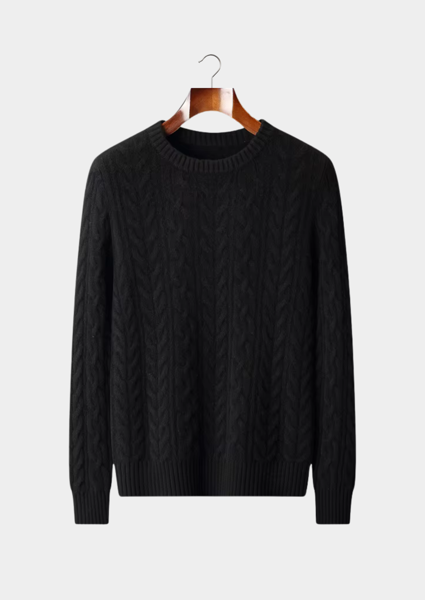 PURE EXTRA-FINE MERINO WOOL CABLE KNIT CREWNECK CLOUDWOOL®