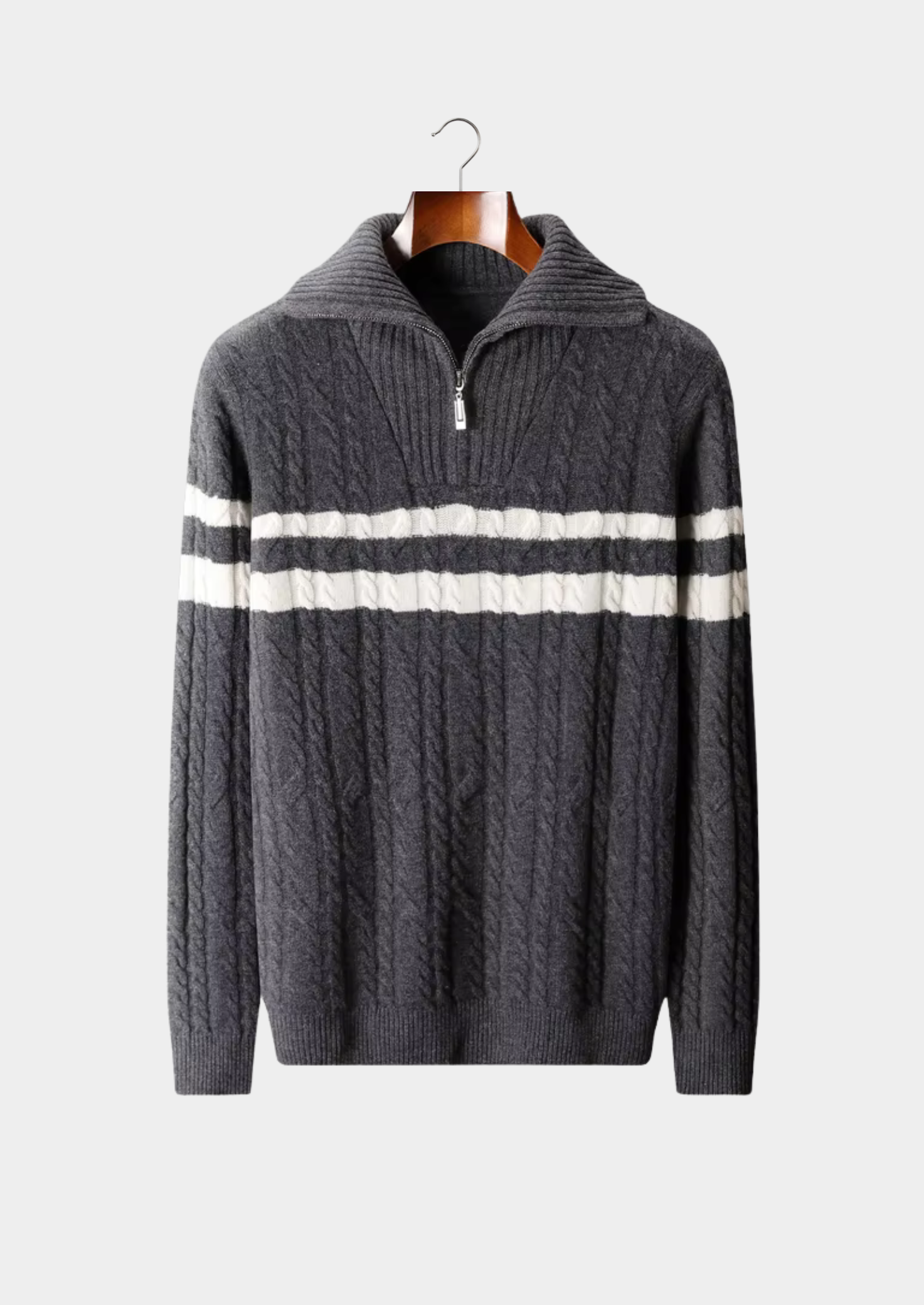 PURE EXTRA-FINE MERINO WOOL STRIPED HALF-ZIP SWEATER CLOUDWOOL®
