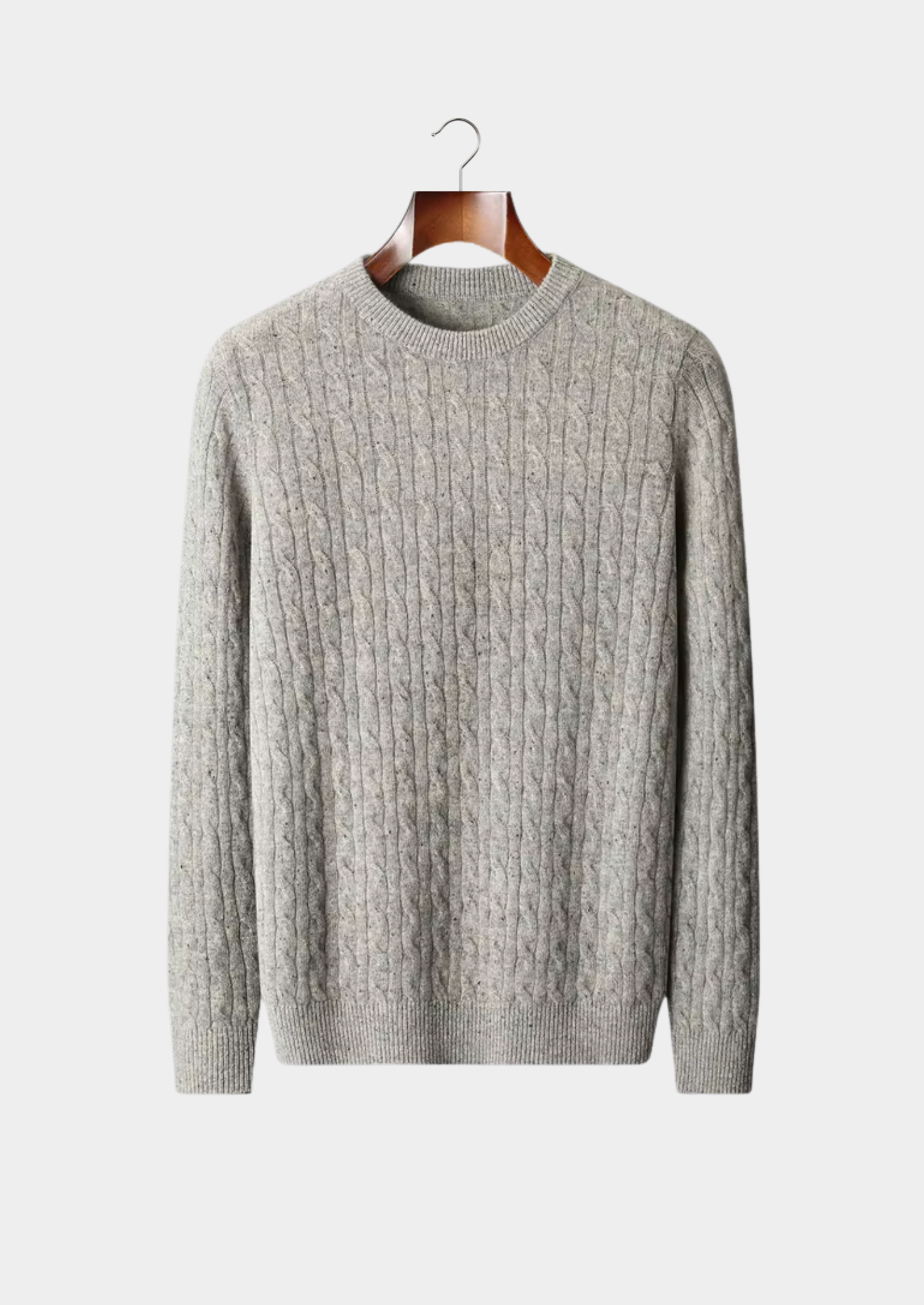 PURE EXTRA-FINE MERINO WOOL NEPPED CABLE CREWNECK CLOUDWOOL®