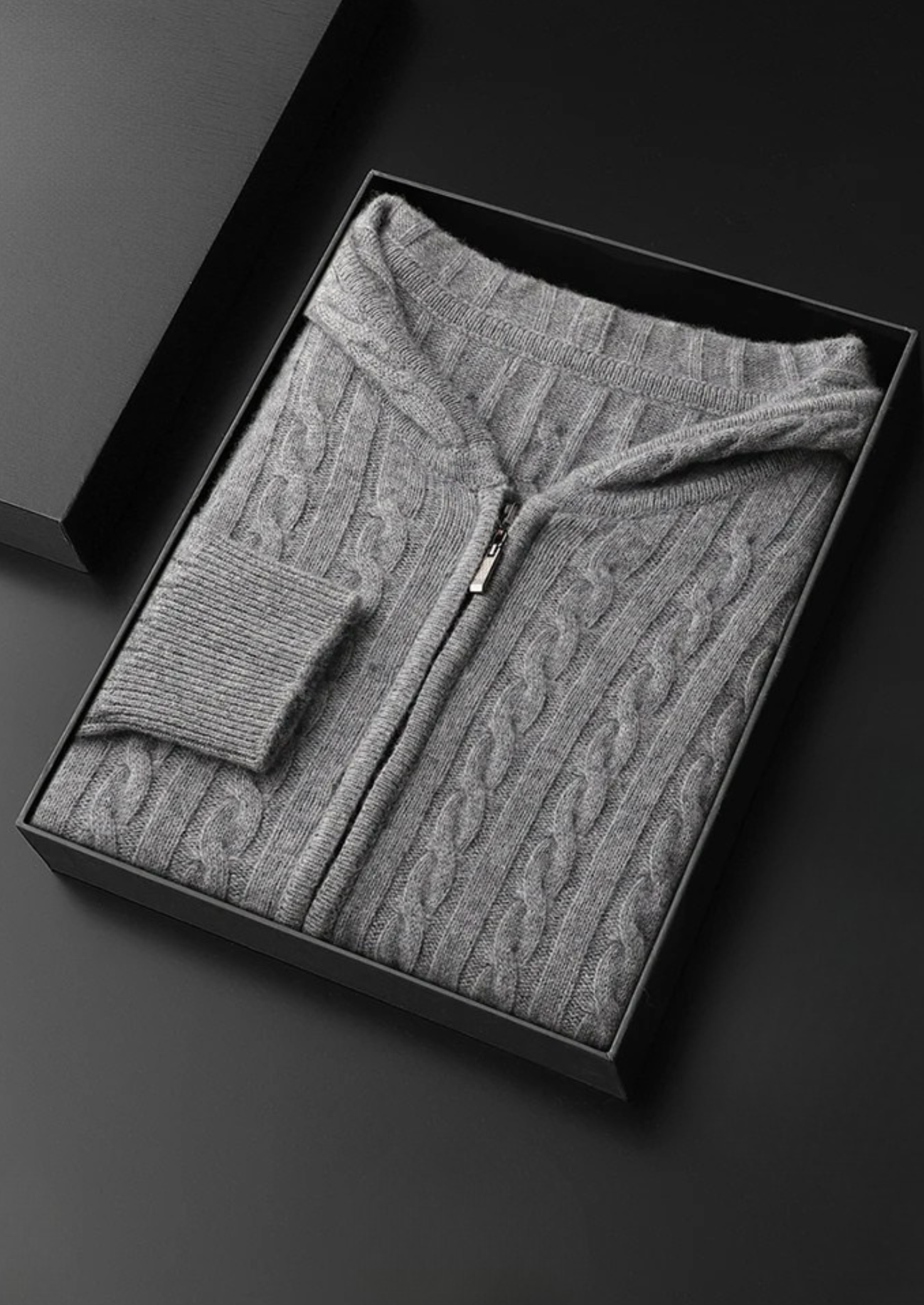 PREMIUM CASHMERE CABLE KNIT ZIPPER HOODIE EXCLUSIVE RELEASE