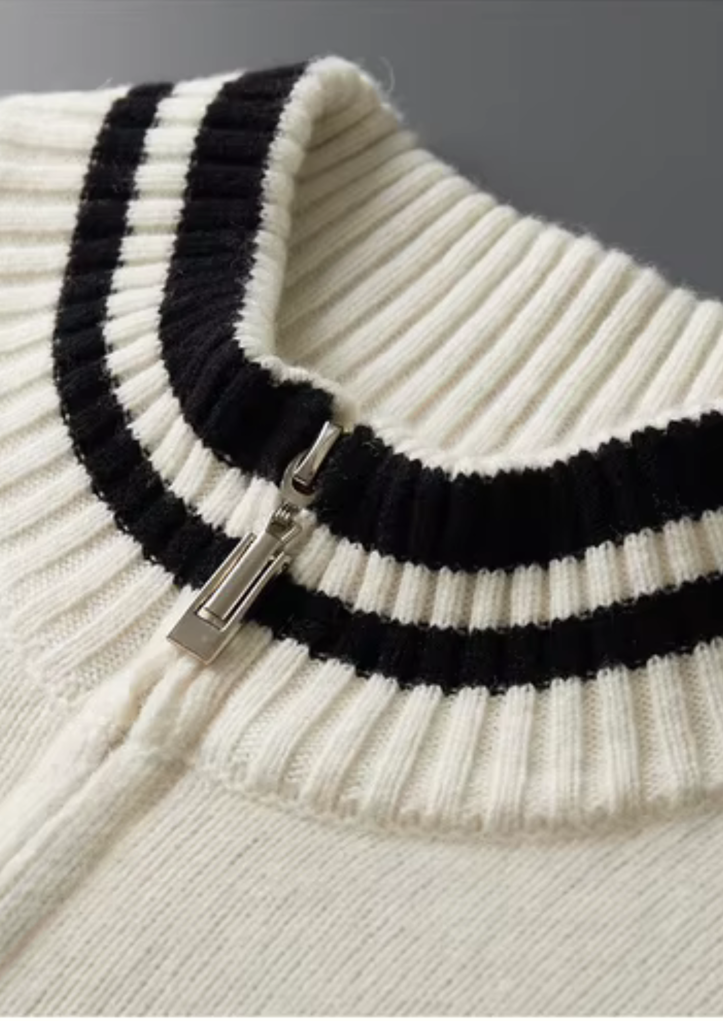 PURE EXTRA-FINE MERINO WOOL TWO TONE ZIP CARDIGAN CLOUDWOOL®