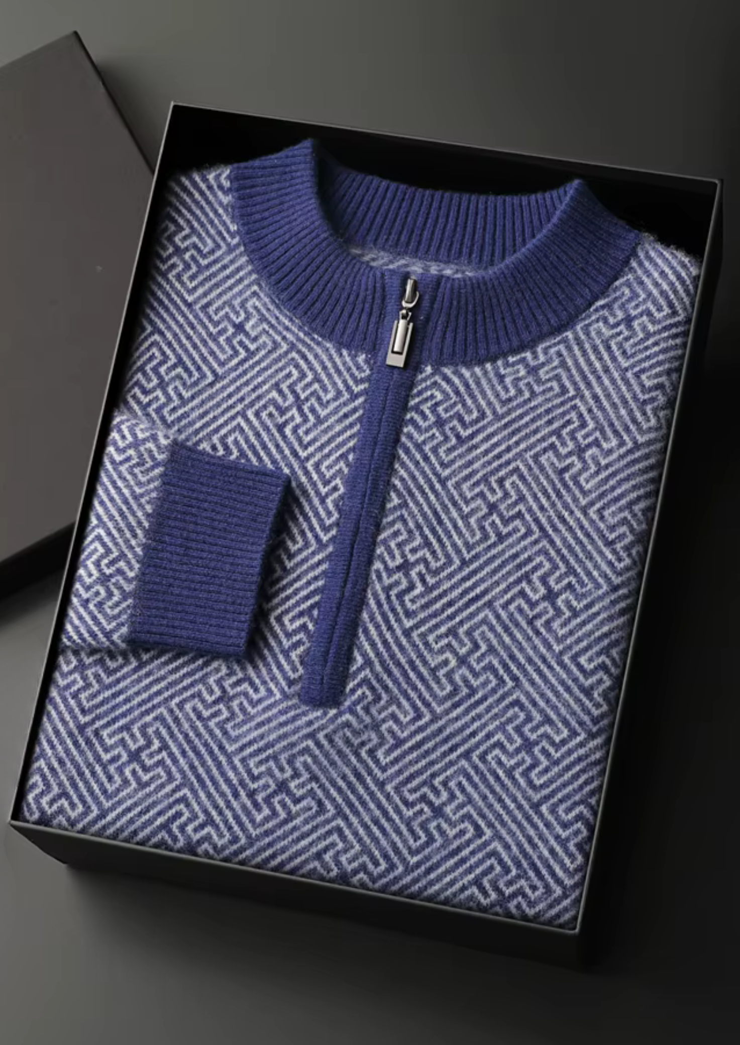 PREMIUM CASHMERE PATTERNED HALF-ZIP SWEATER EXCLUSIVE RELEASE