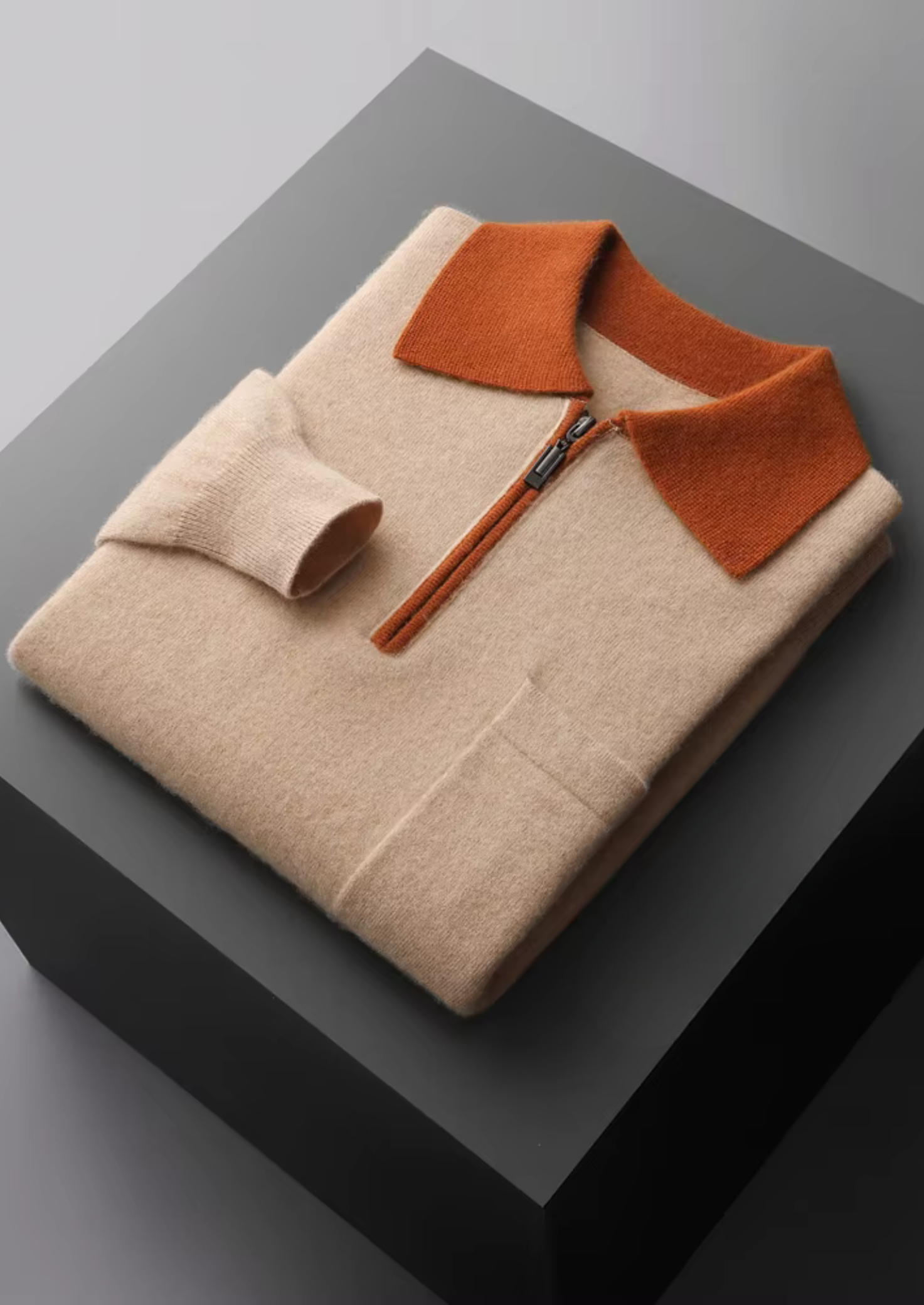 PREMIUM CASHMERE TWO TONE ZIPPER POLO EXCLUSIVE RELEASE