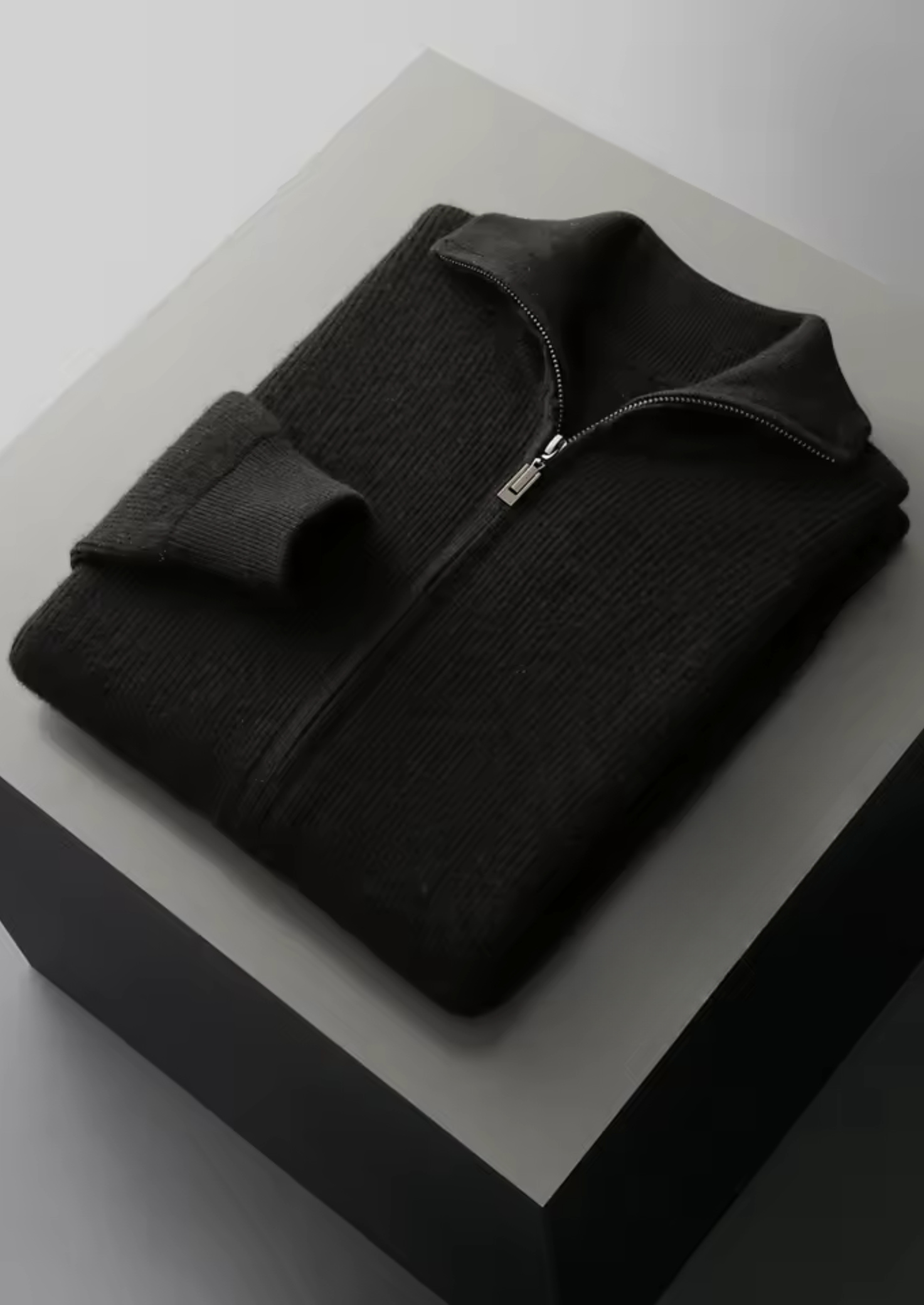 PURE EXTRA-FINE MERINO WOOL RIBBED ZIPPER CARDIGAN CLOUDWOOL®