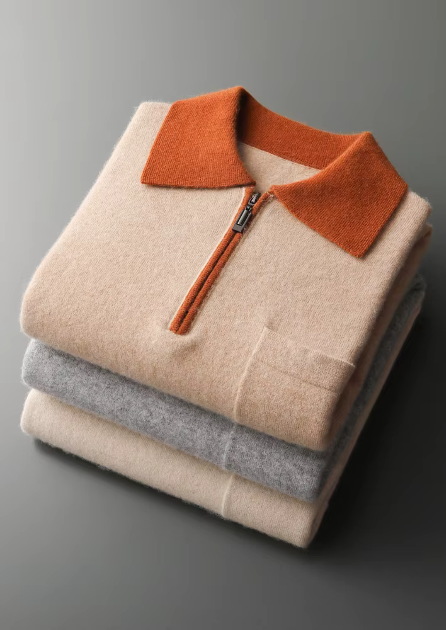 PREMIUM CASHMERE TWO TONE ZIPPER POLO EXCLUSIVE RELEASE
