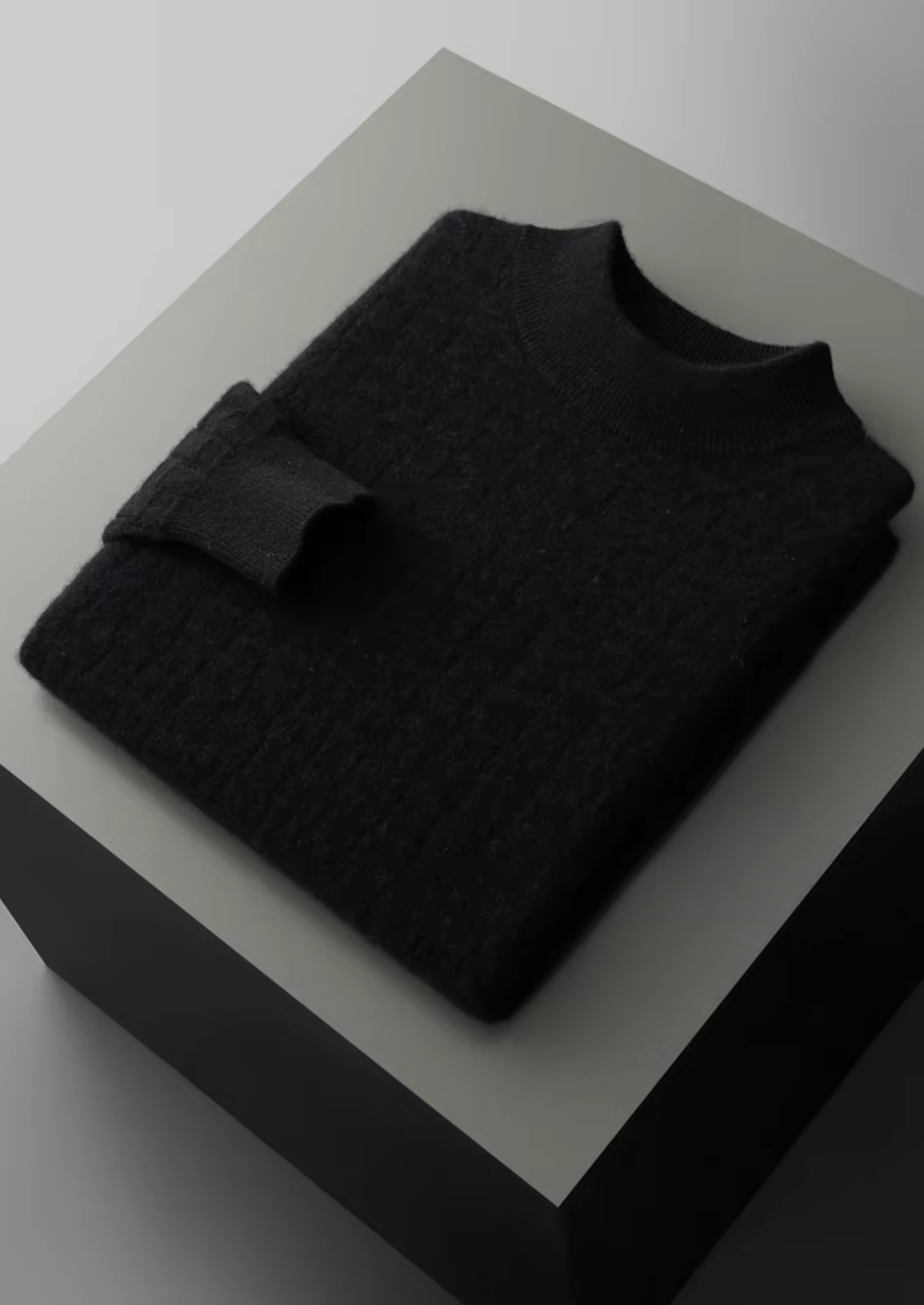 PURE EXTRA-FINE MERINO WOOL TEXTURED MOCKNECK CLOUDWOOL®