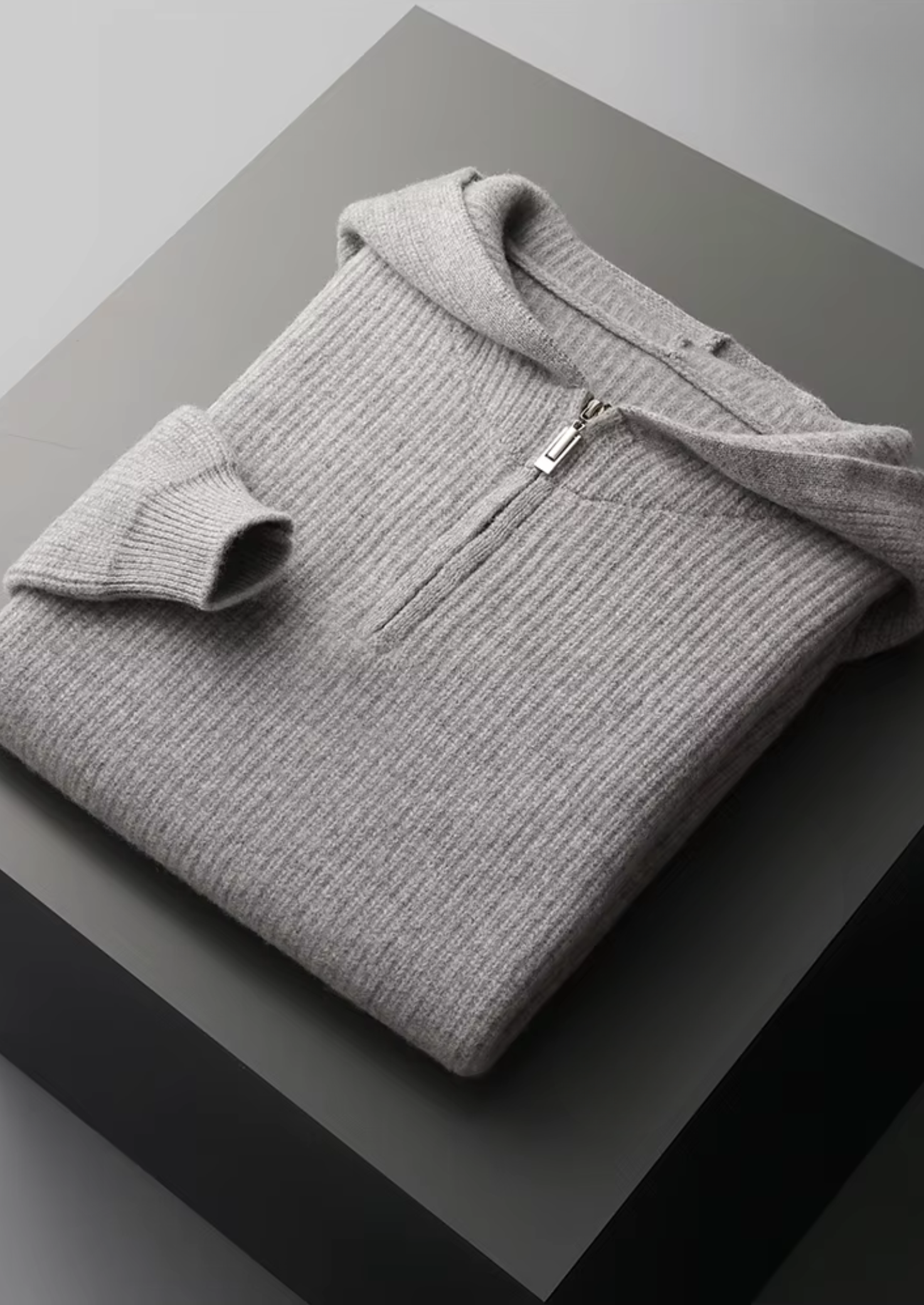 PURE EXTRA-FINE MERINO WOOL HALF ZIPPER HOODIE CLOUDWOOL®
