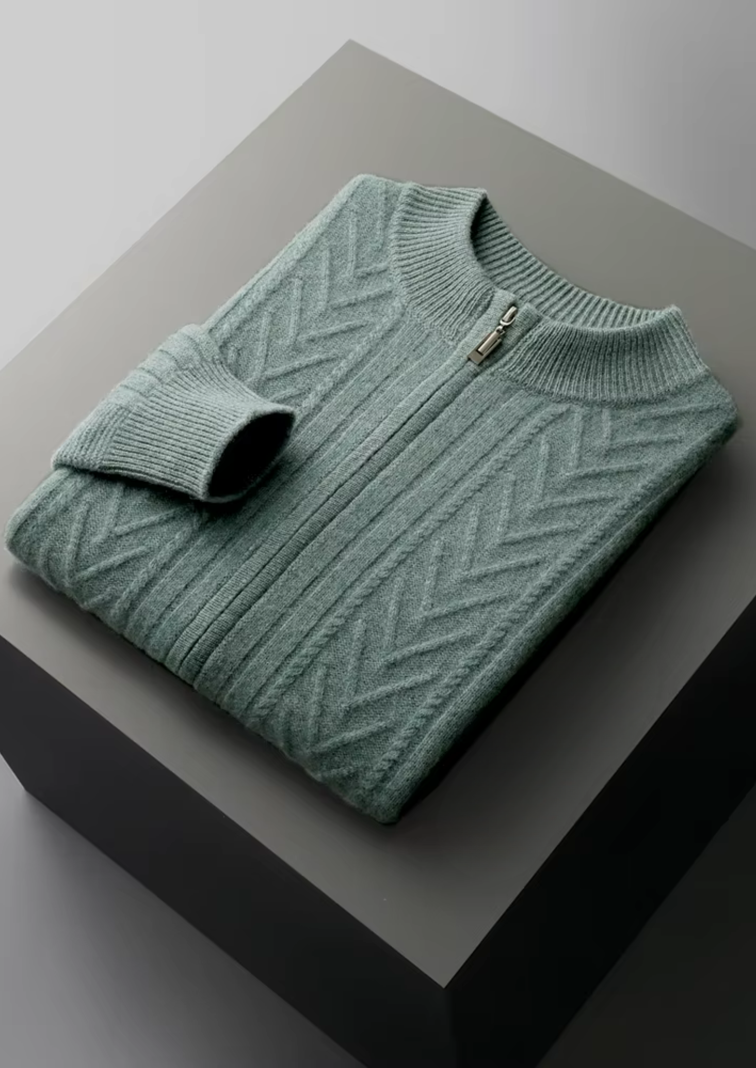 PURE EXTRA-FINE MERINO WOOL PATTERNED ZIP CARDIGAN CLOUDWOOL®