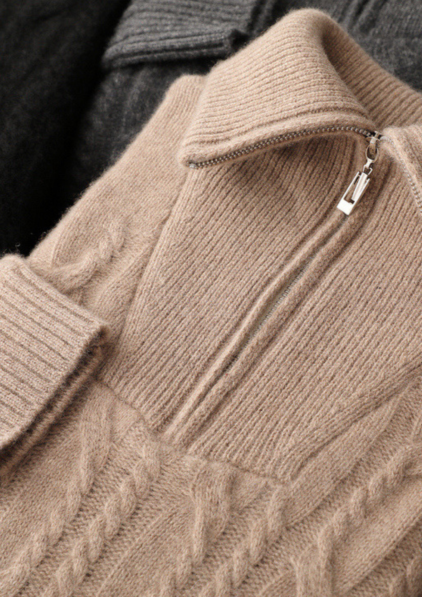 PURE CASHMERE CABLE HALF ZIP SWEATER EXCLUSIVE RELEASE
