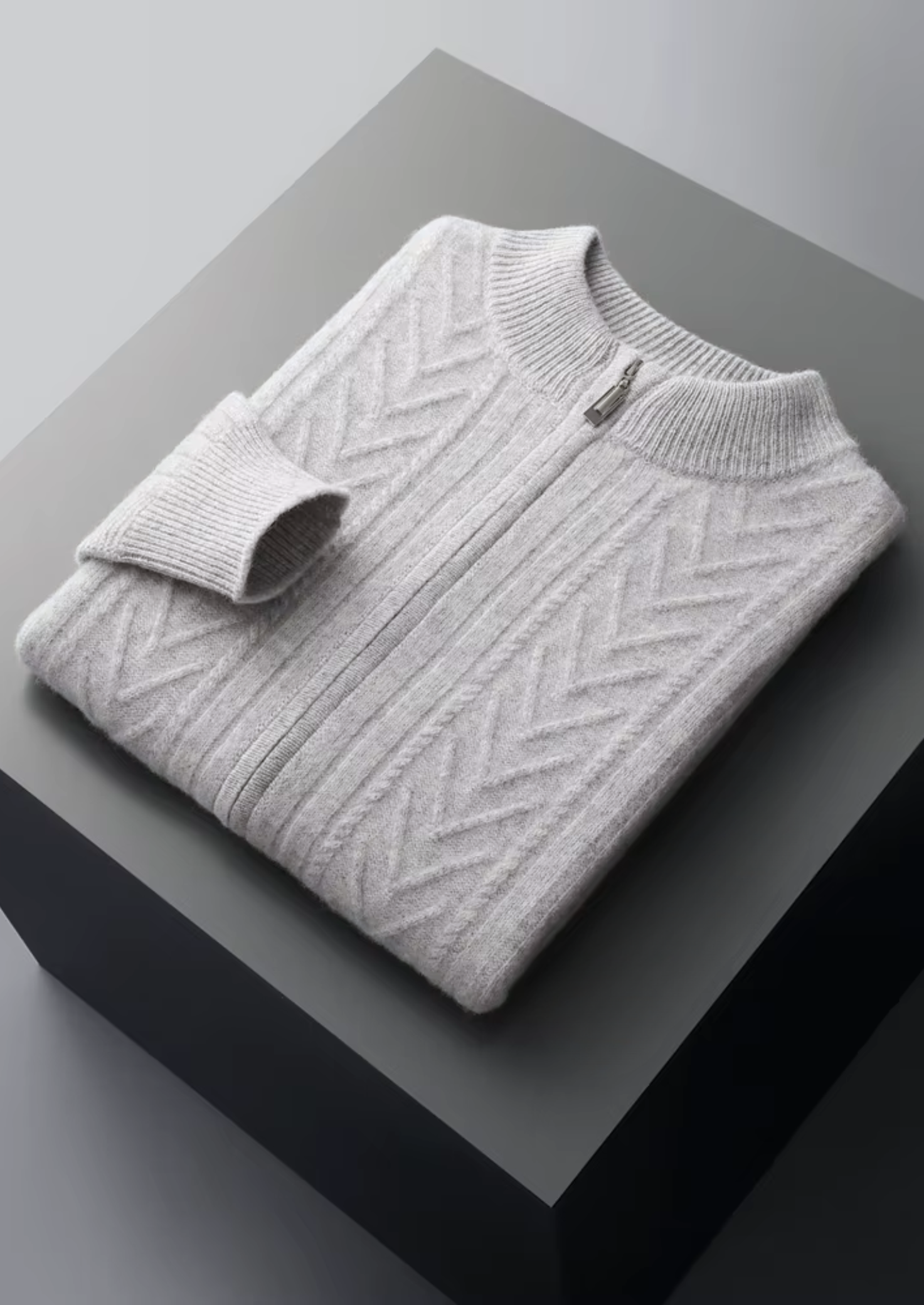 PURE EXTRA-FINE MERINO WOOL PATTERNED ZIP CARDIGAN CLOUDWOOL®