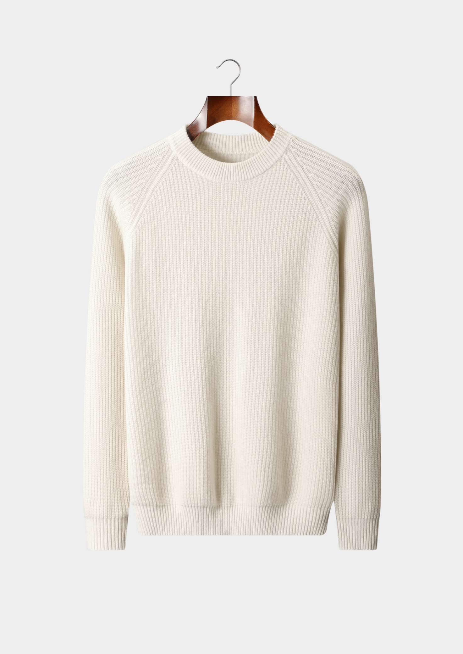 PURE EXTRA-FINE MERINO WOOL RIBBED RAGLAN CREWNECK CLOUDWOOL®