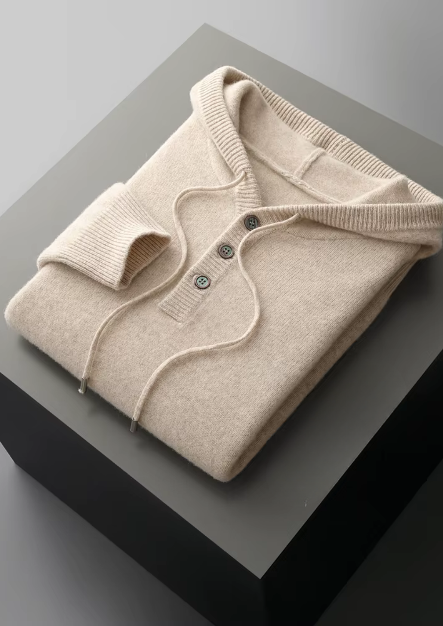 PURE EXTRA-FINE MERINO WOOL BUTTON HOODIE CLOUDWOOL®