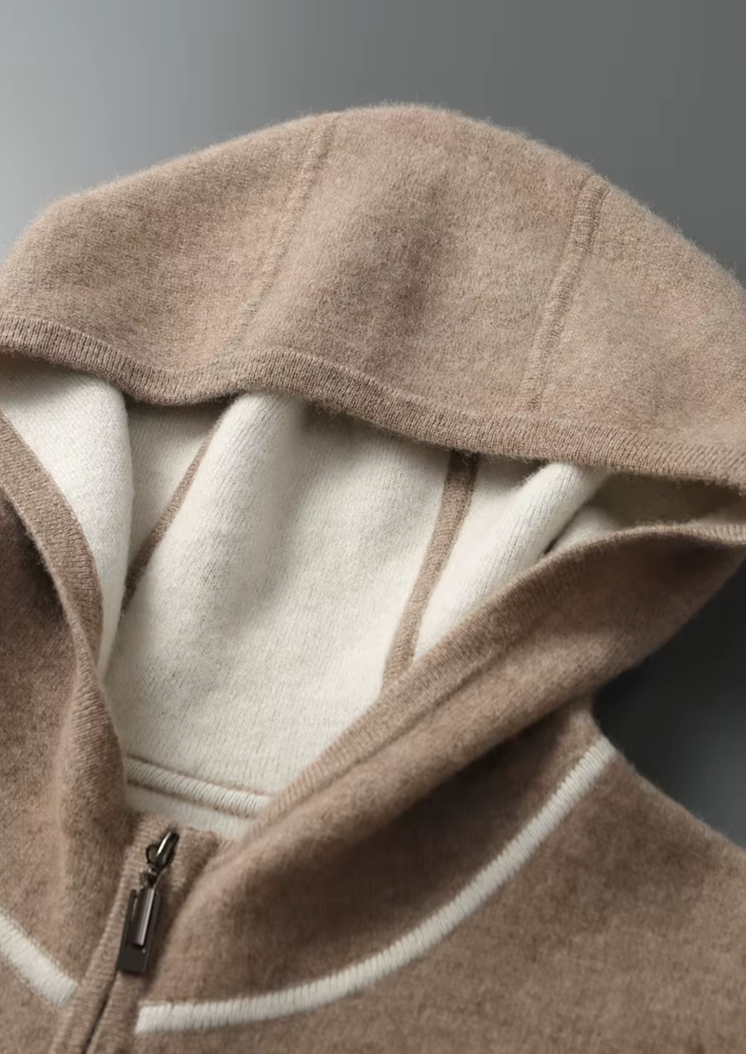 PREMIUM CASHMERE TWO TONE ZIPPER HOODIE EXCLUSIVE RELEASE