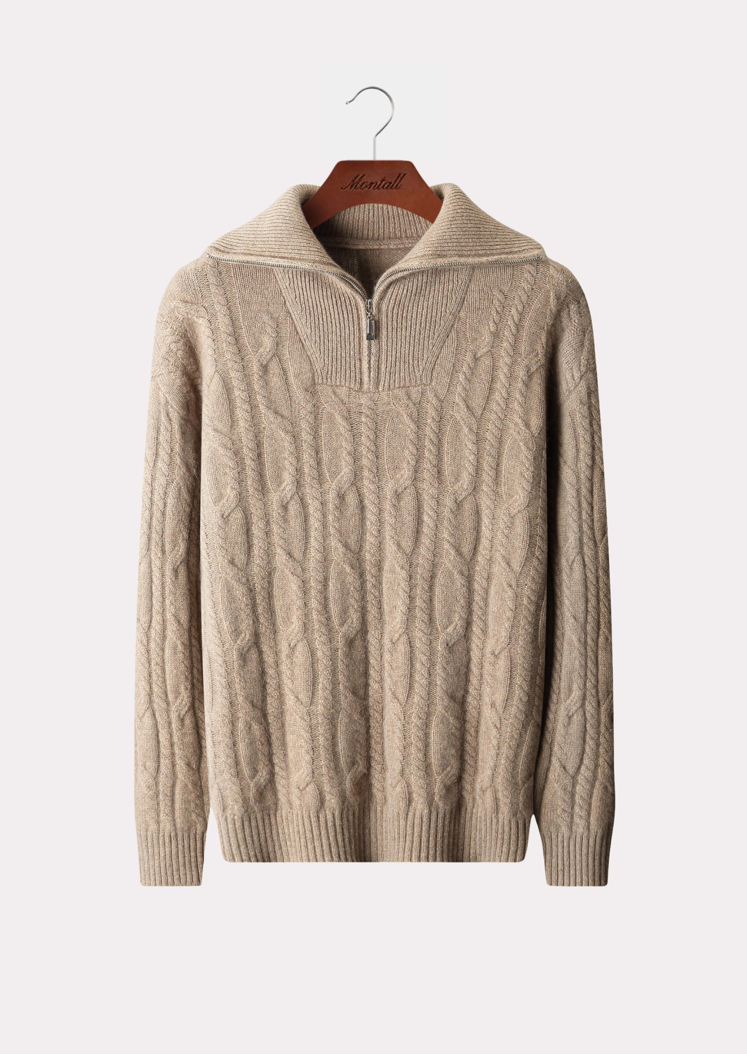 CASHMERE CABLE HALF ZIP PURE CASHMERE