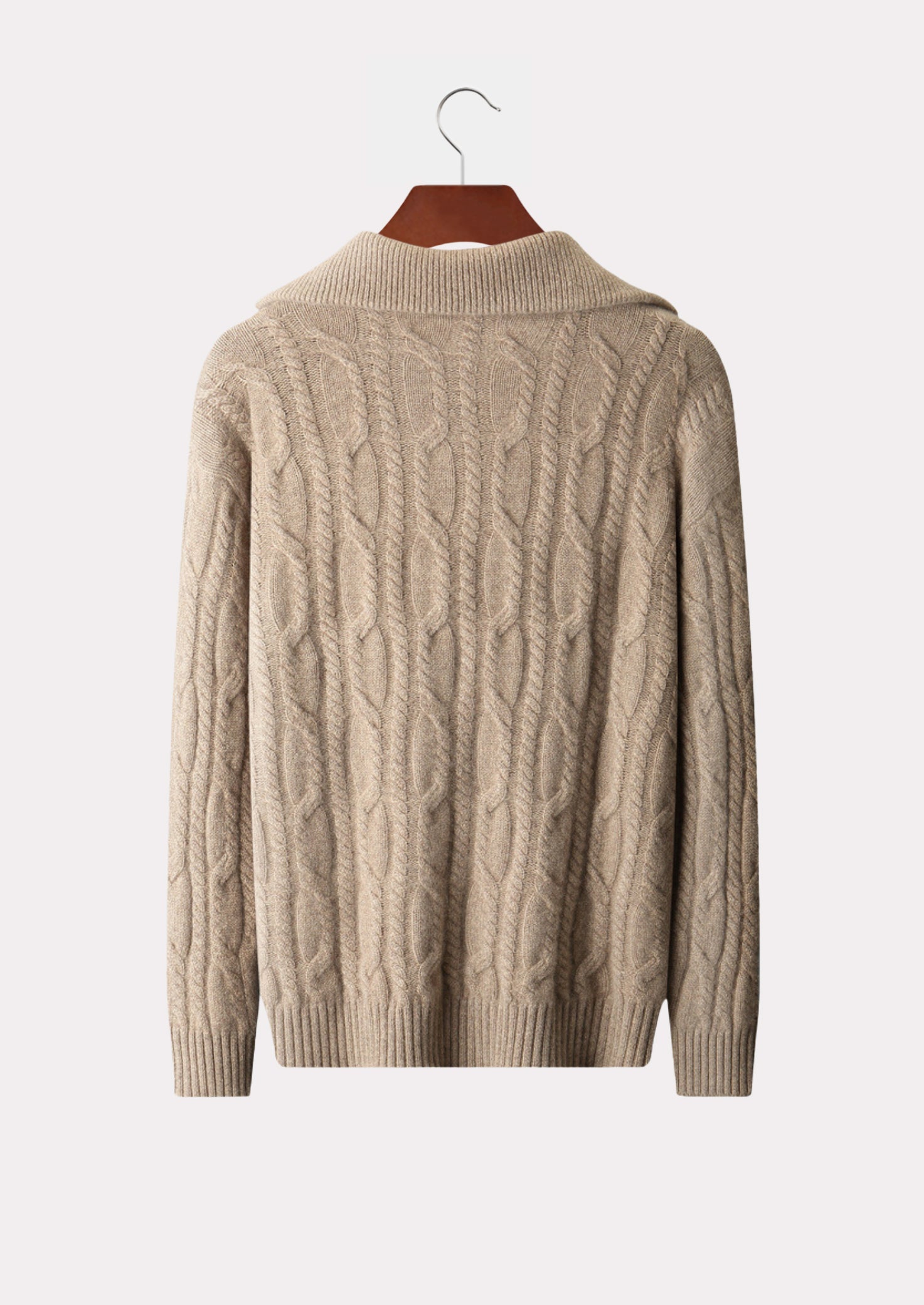 CASHMERE CABLE HALF ZIP PURE CASHMERE