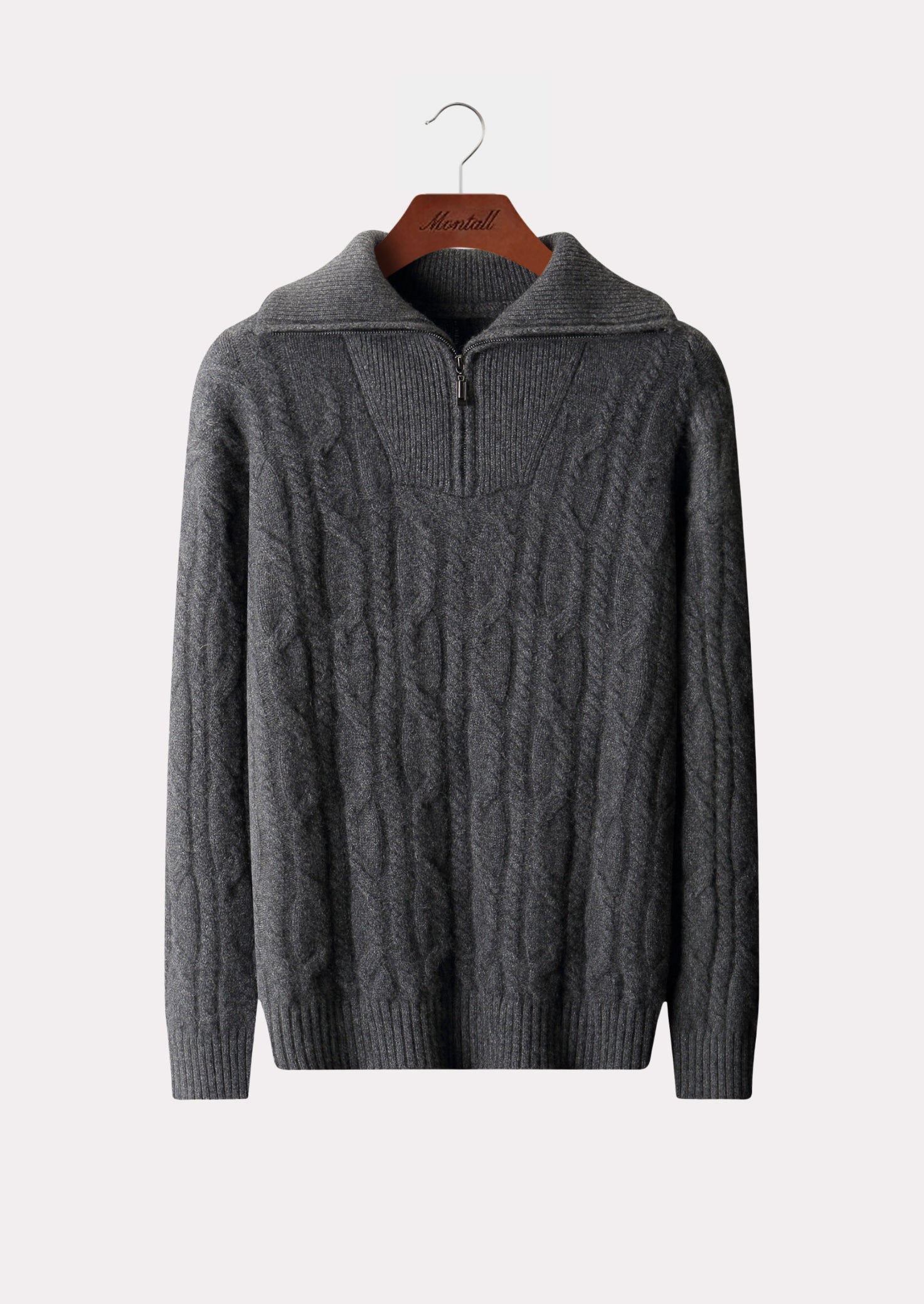CASHMERE CABLE HALF ZIP PURE CASHMERE