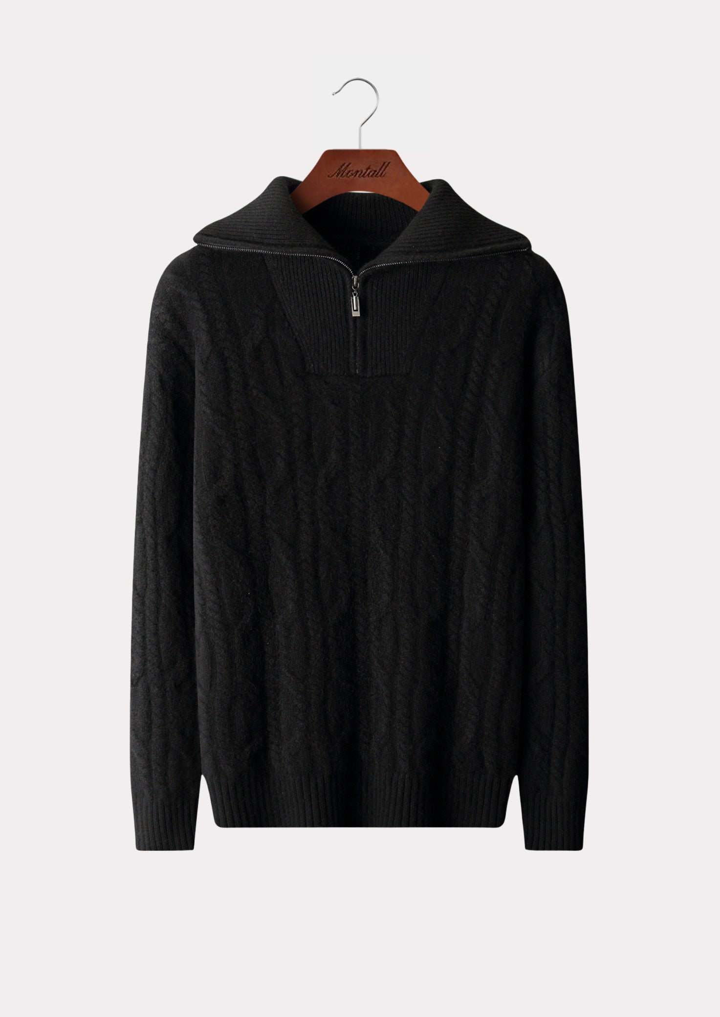 CASHMERE CABLE HALF ZIP PURE CASHMERE