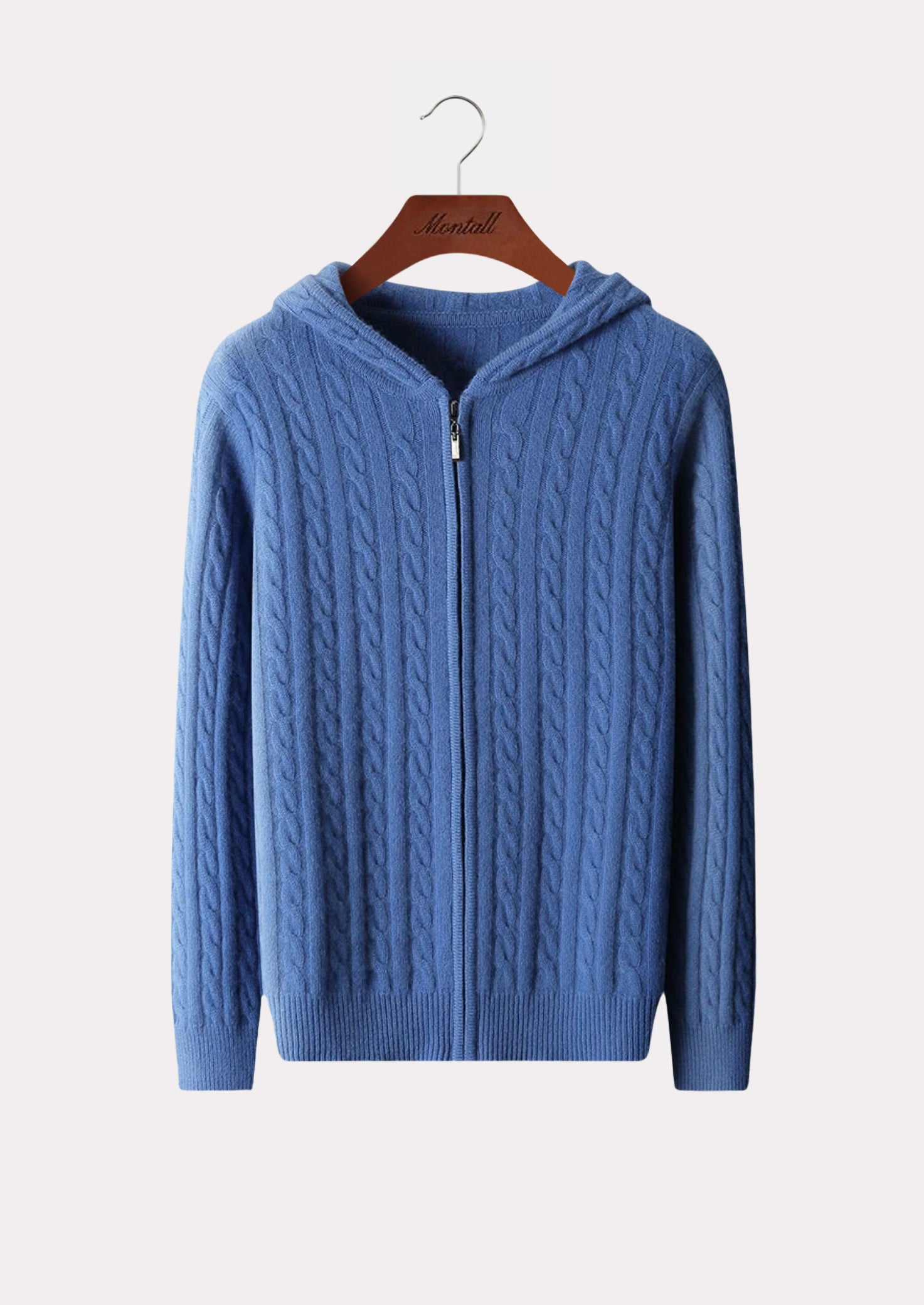 CASHMERE CABLE ZIP HOODIE PURE CASHMERE