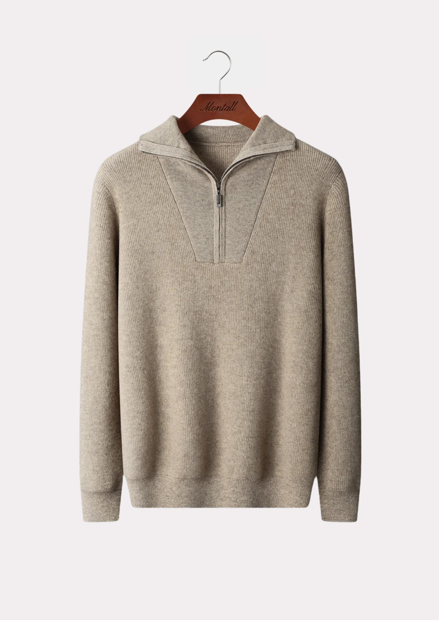 CASHMERE RIB HALF ZIP SWEATER PURE CASHMERE