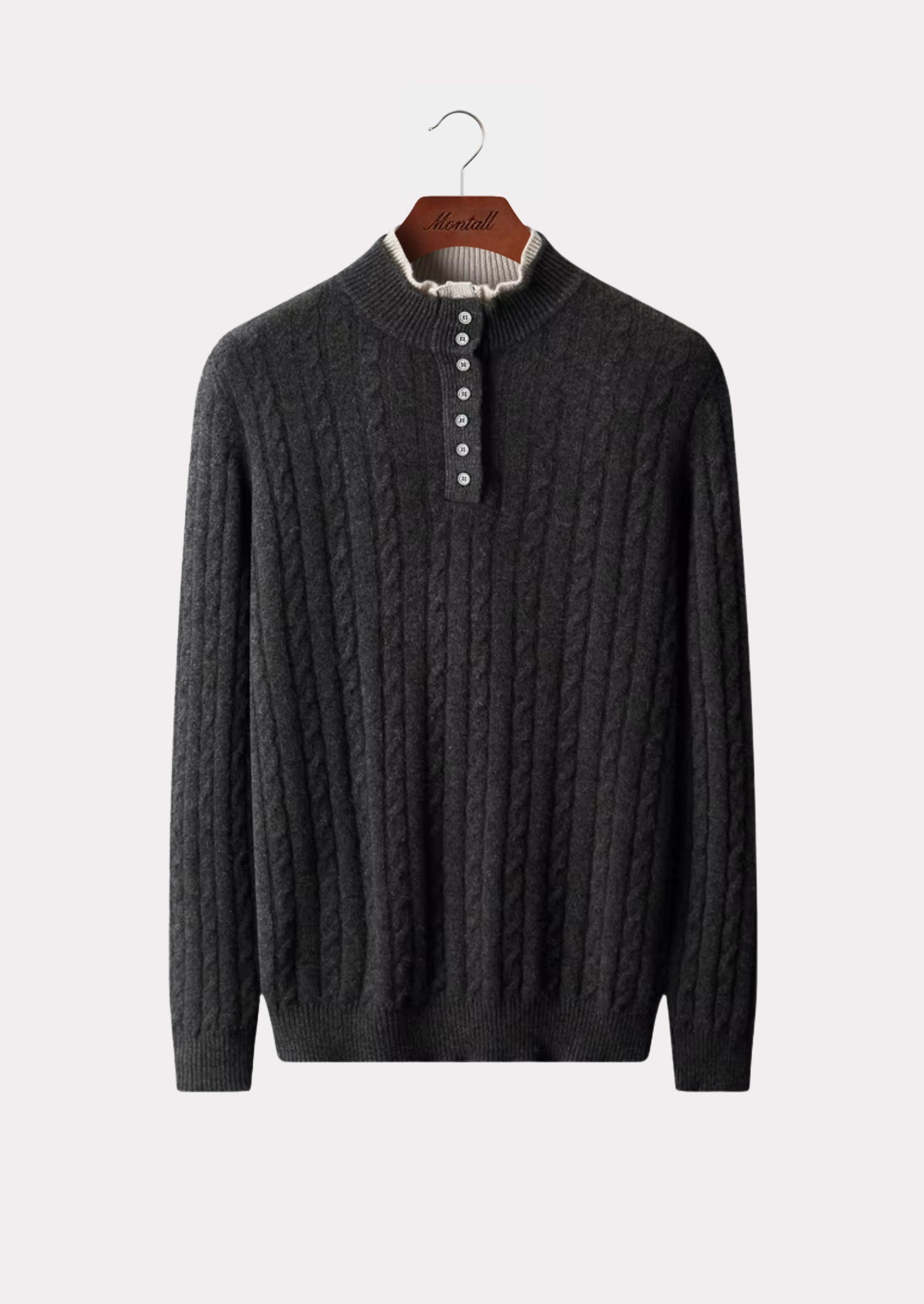 MERINO CABLE COLLAR SWEATER PURE MERINO