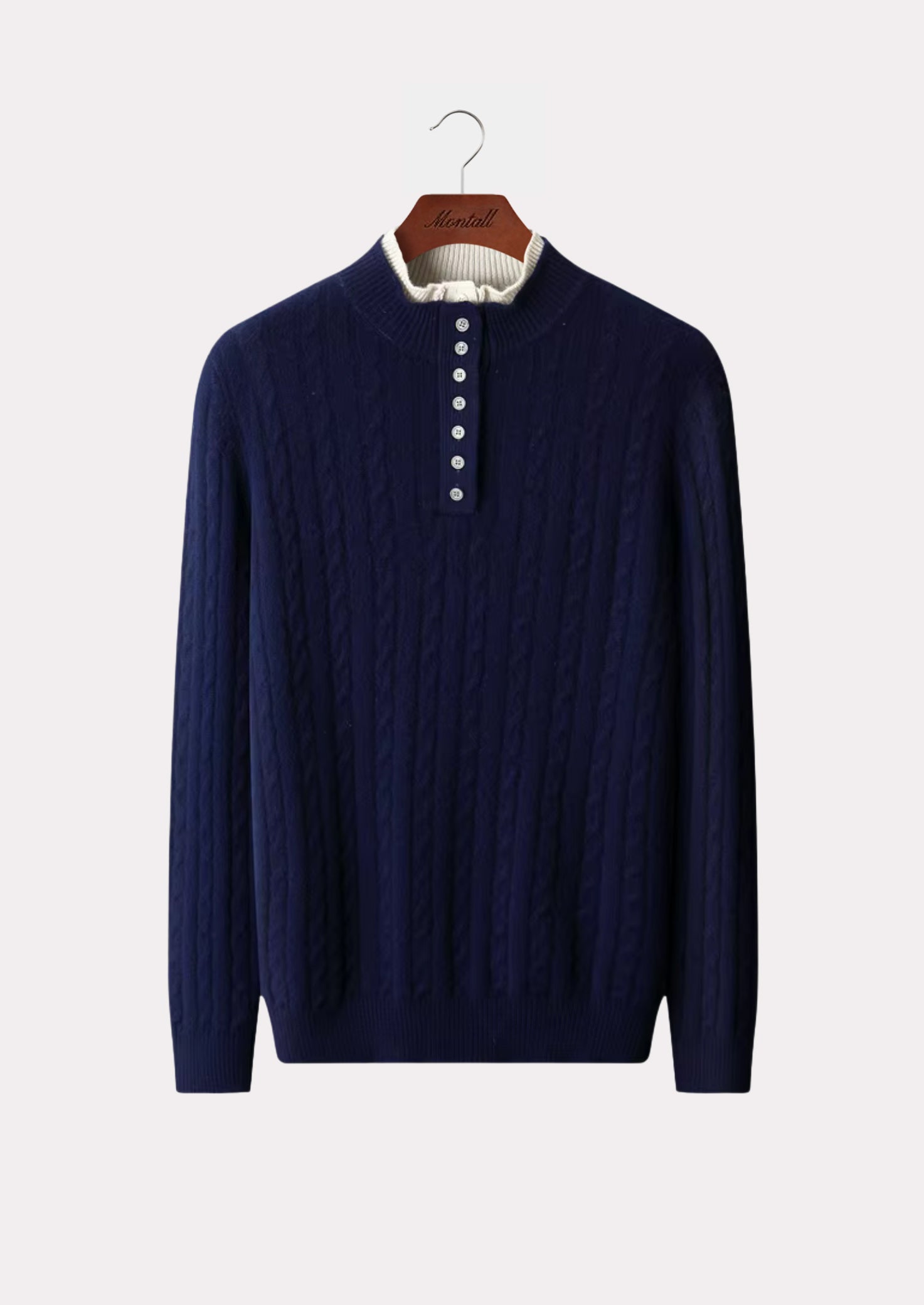 MERINO CABLE COLLAR SWEATER PURE MERINO