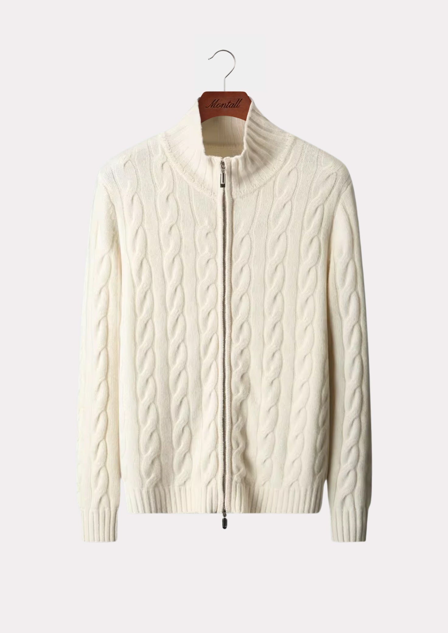 MERINO CABLE ZIP CARDIGAN PURE MERINO