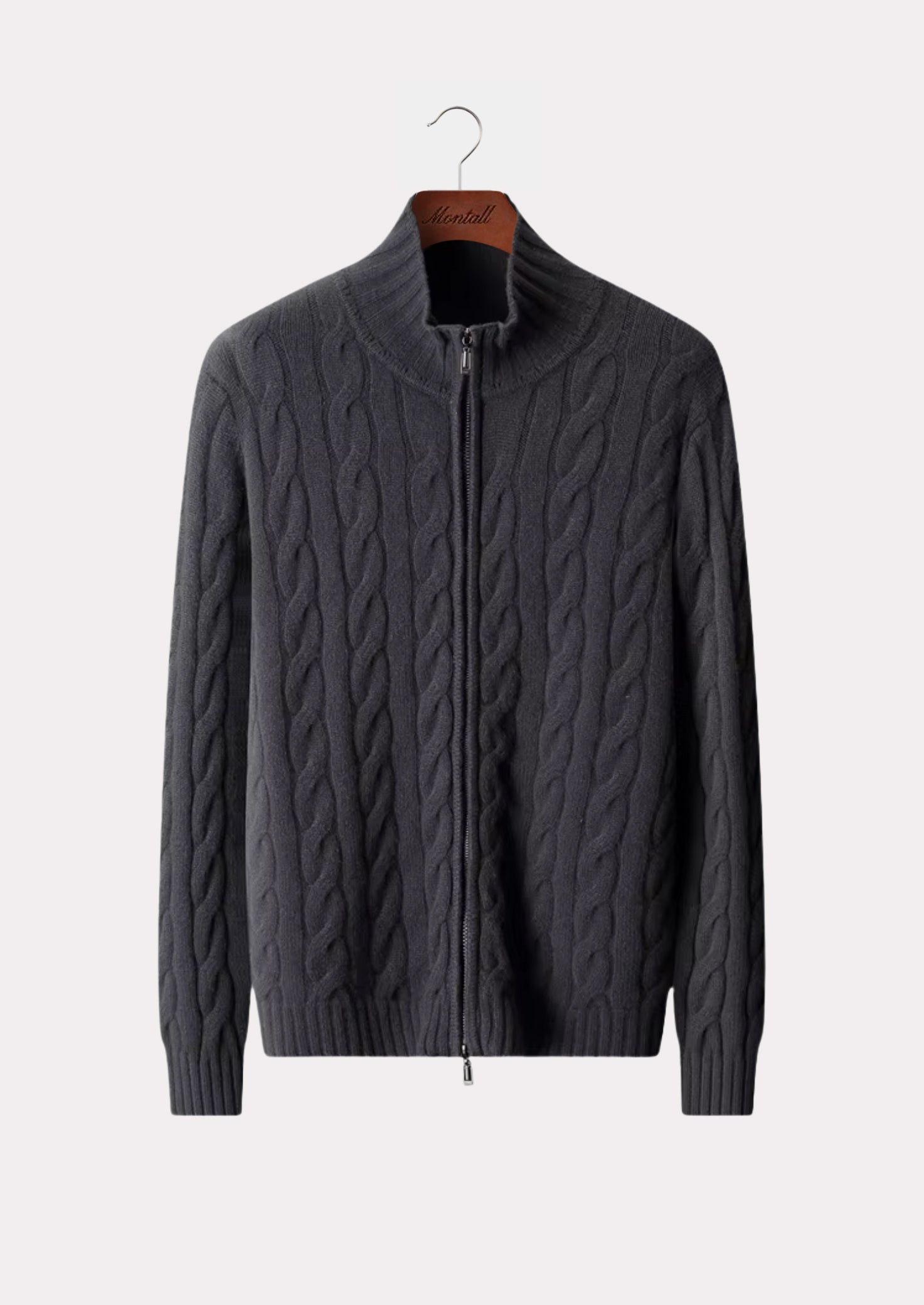 MERINO CABLE ZIP CARDIGAN PURE MERINO