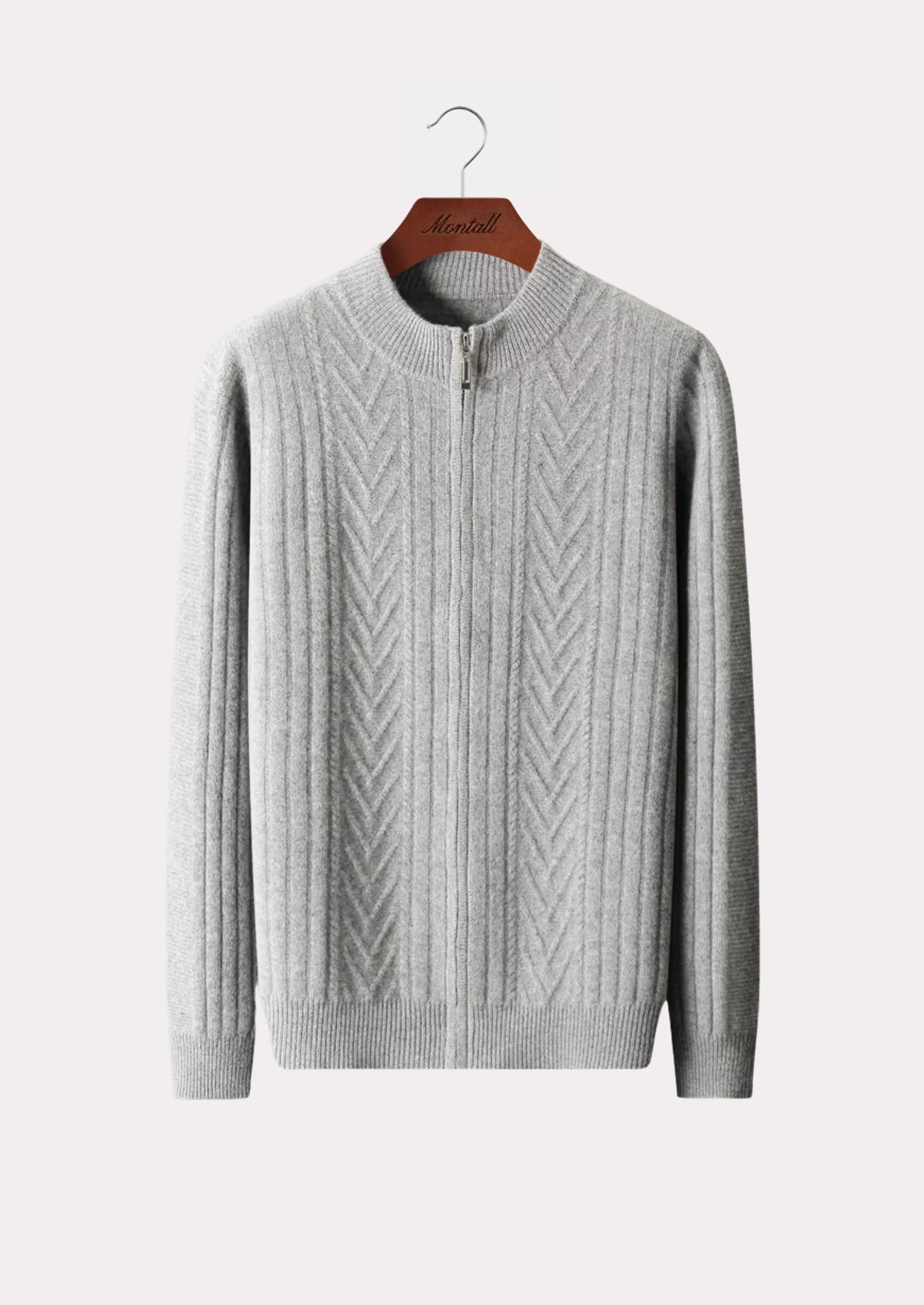 MERINO PATTERN ZIP CARDIGAN PURE MERINO