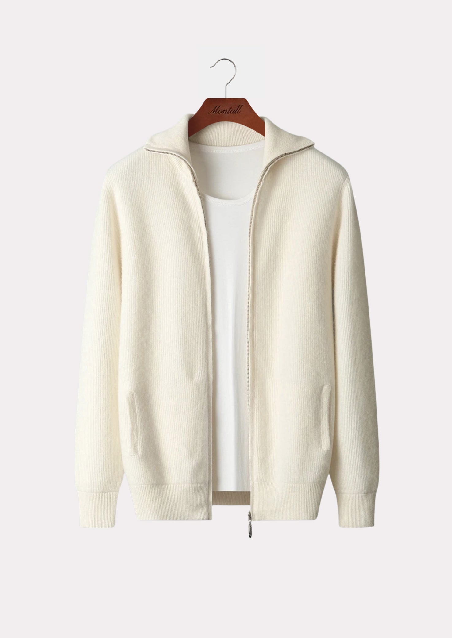 MERINO RIB ZIP CARDIGAN PURE MERINO