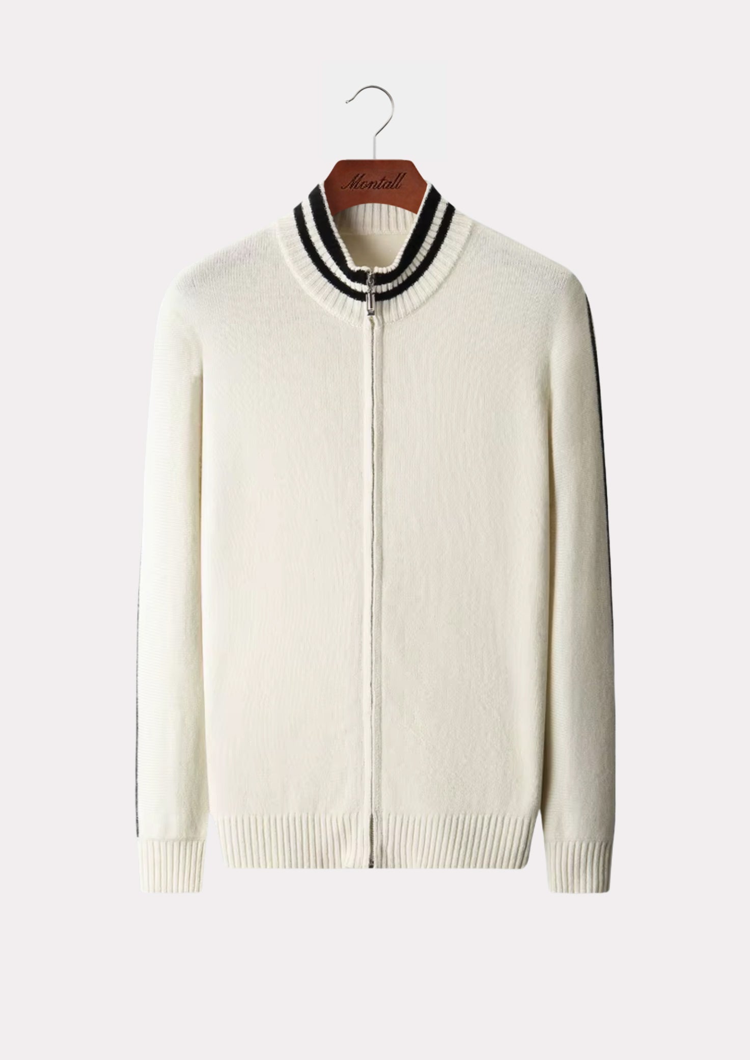 MERINO TWO TONE ZIP CARDIGAN PURE MERINO